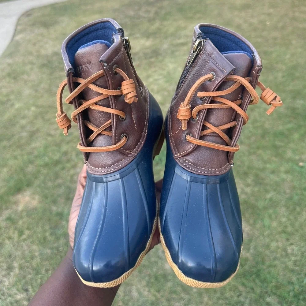 Sperry Topsider Saltwater Duck Boots Little Kids Size‎ 1M Blue Brown